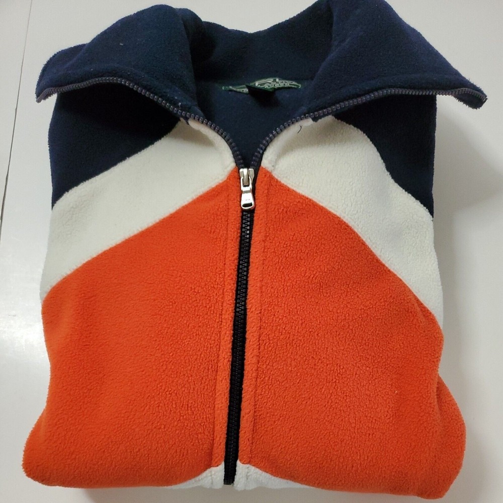 L-RL Lauren Active Womens Full Zip Fleece Jacket Navy/Orange Yacht Club Size M